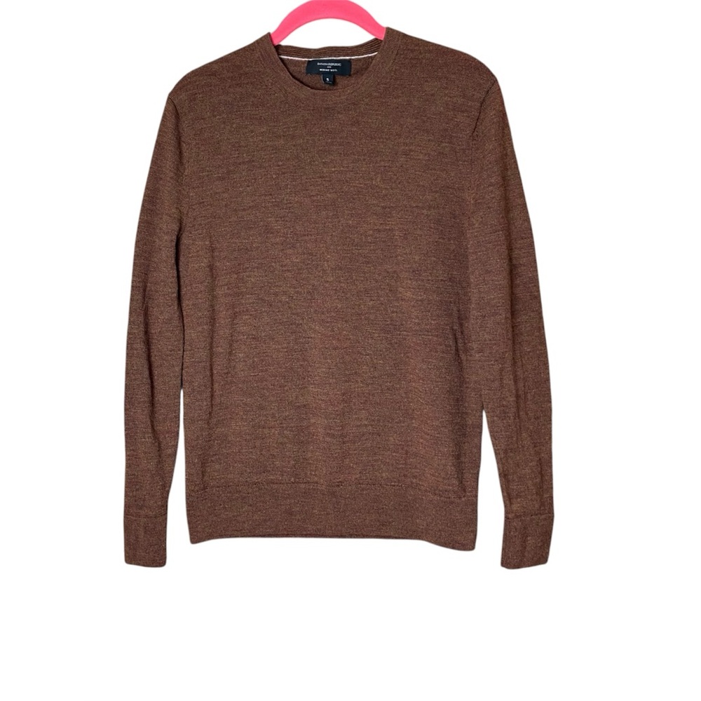Banana Republic Merino Wool Crew Neck Sweater Brown Mens Small Classic Knit